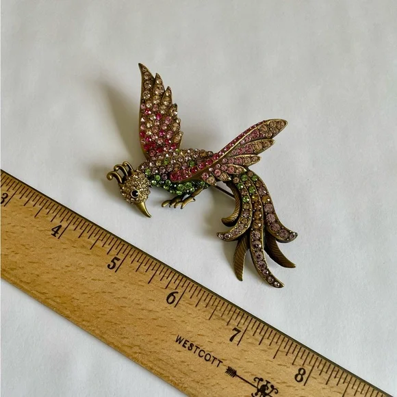 Vintage Jay Strongwater Bird Of Paradise Rhinestone Brooch - Picture 4 of 7